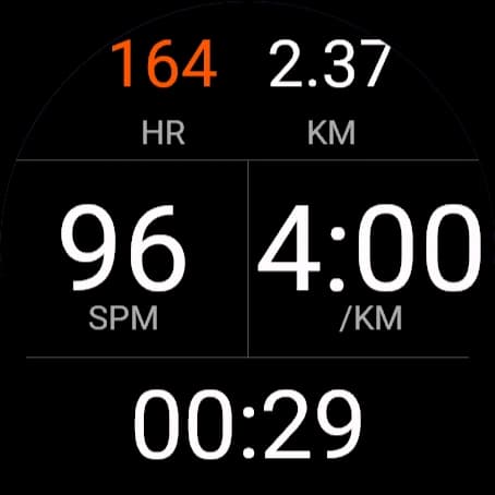Recording on the water: stroke rate 96, pace, heart rate, distance and time